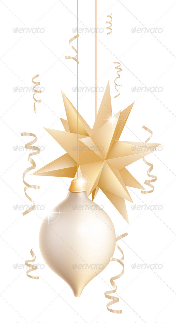 GraphicRiver Beautiful gold and white Christmas baubles 3373474 GraphicRiver Beautiful gold and white Christmas baubles 3373474