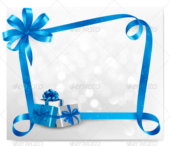 GraphicRiver Holiday background with blue gift bow 3371703 GraphicRiver Holiday background with blue gift bow 3371703