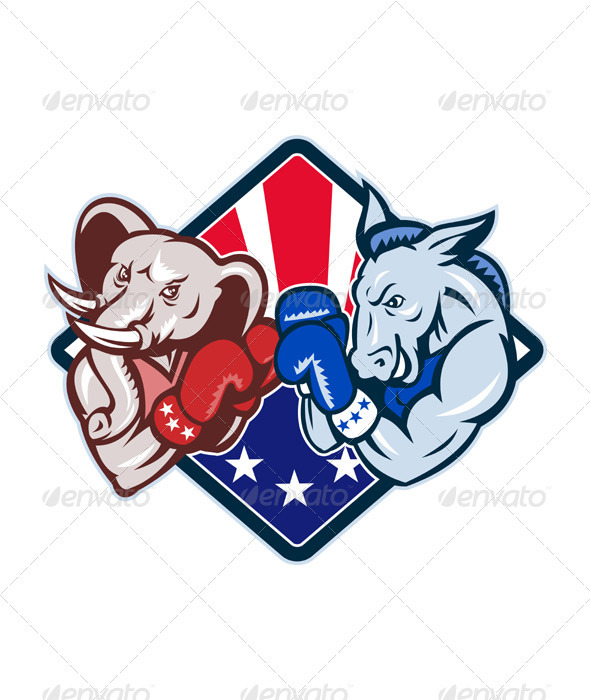 GraphicRiver Democrat Donkey Republican Elephant Mascot Boxing 3392219 GraphicRiver Democrat Donkey Republican Elephant Mascot Boxing 3392219