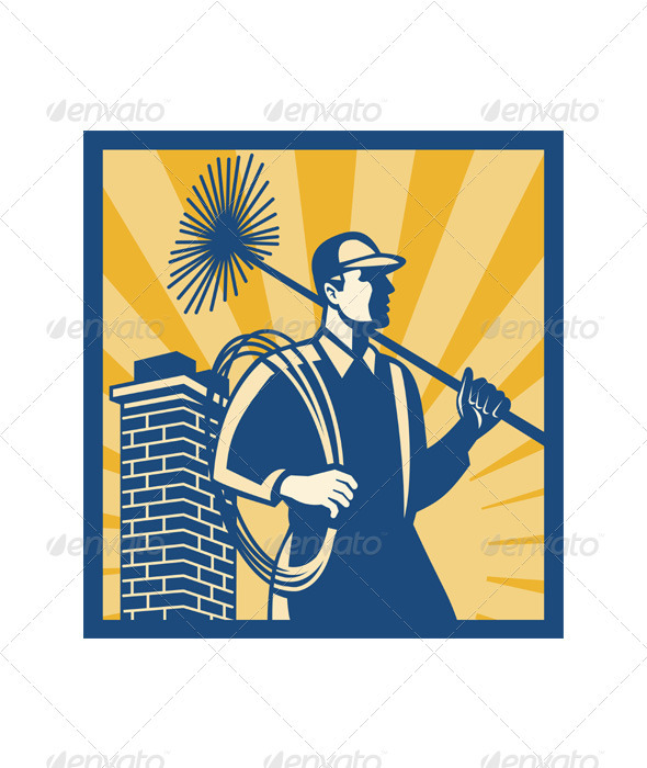 GraphicRiver Chimney Sweeper Cleaner Worker Retro 3392286 GraphicRiver Chimney Sweeper Cleaner Worker Retro 3392286