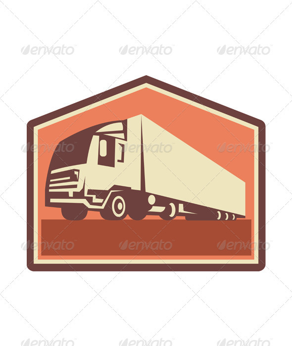 GraphicRiver Container Truck and Trailer Flames Retro 3392461 GraphicRiver Container Truck and Trailer Flames Retro 3392461
