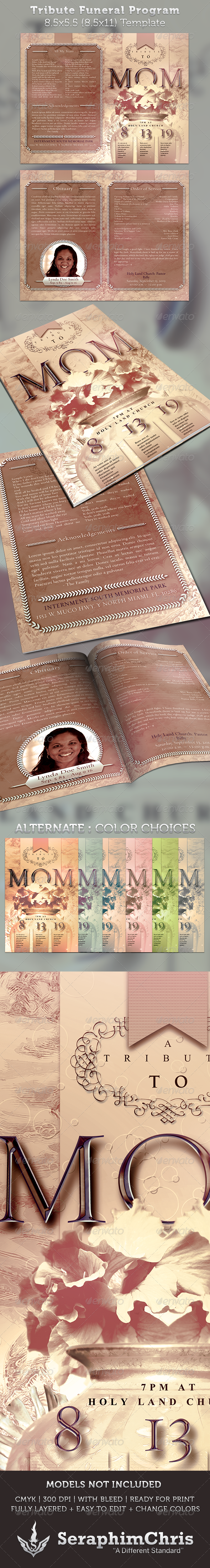 Tribute Funeral Program Template - Informational Brochures