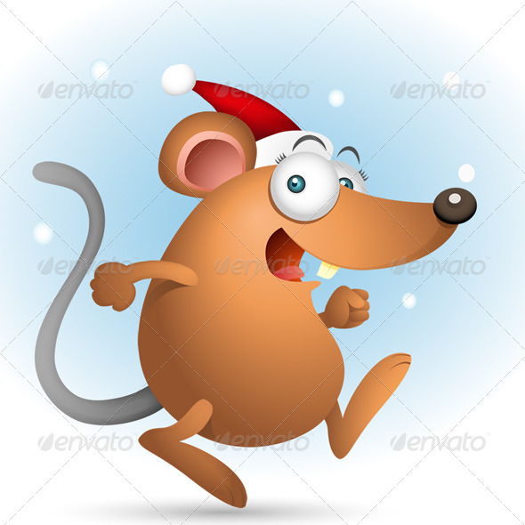 GraphicRiver Happy Mouse with Santa Hat 3393128 GraphicRiver Happy Mouse with Santa Hat 3393128