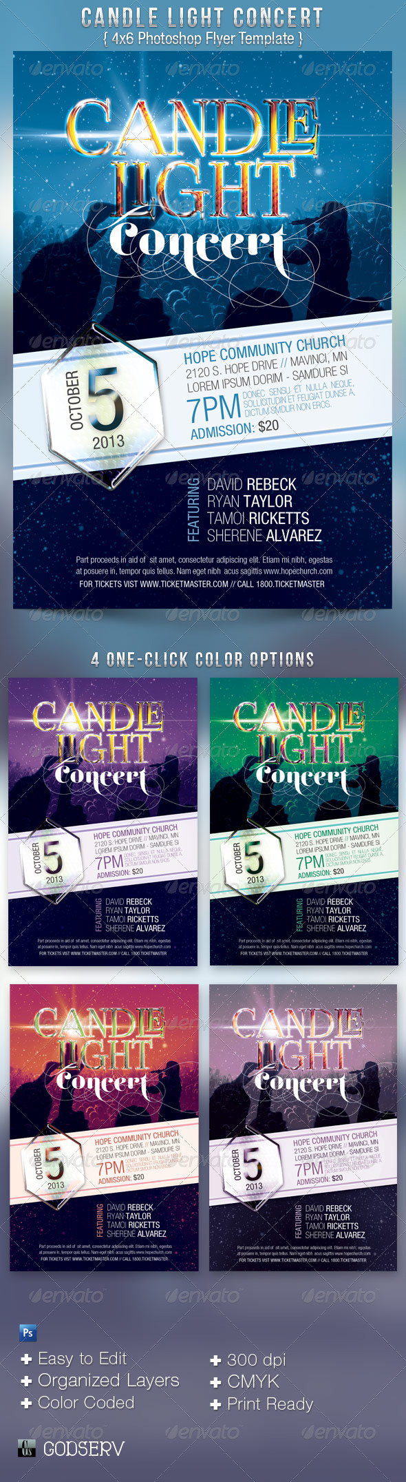 Candle Light Concert Flyer Templates - Church Flyers