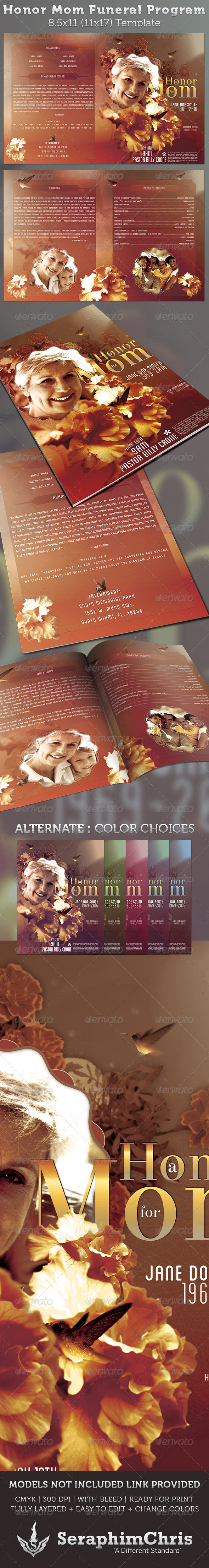 Honor Mom Funeral Program Template - Informational Brochures