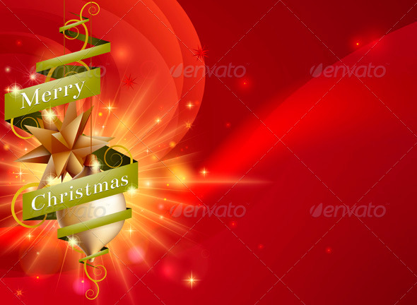 Merry Christmas Red Ribbon Background - Christmas Seasons/Holidays