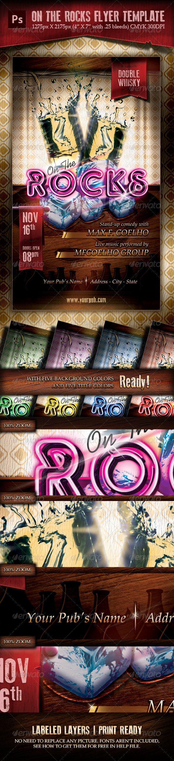 On The Rocks Flyer Template - Clubs & Parties Events