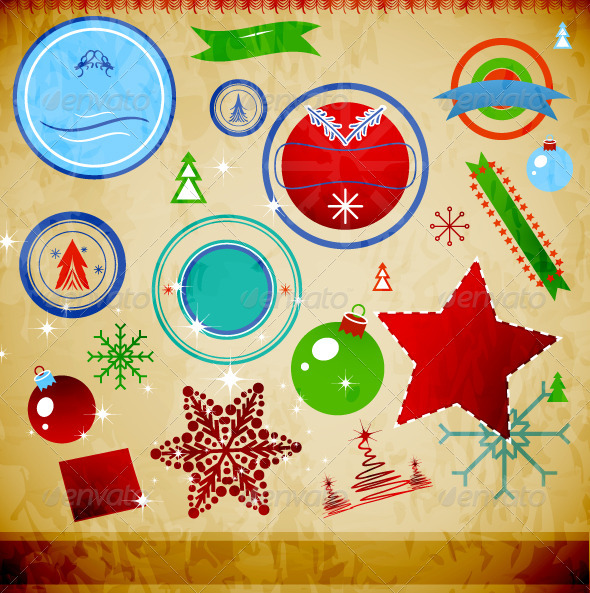 Vector Grunge Christmas Symbols - Christmas Seasons/Holidays