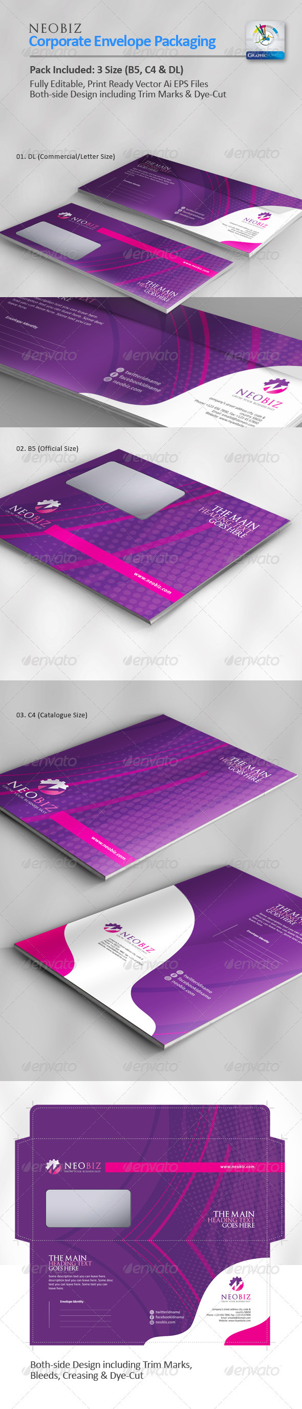 NeoBiz Corporate Envelope Pack - Packaging Print Templates