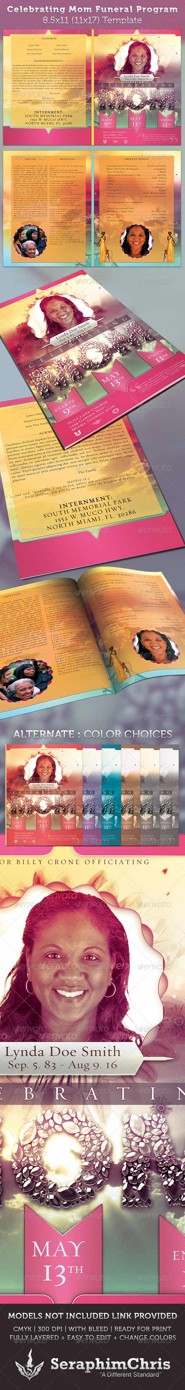 Celebrating Mom Funeral Program Template - Informational Brochures