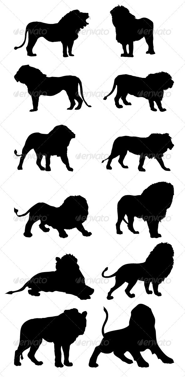lion silhouettes graphicriver lion silhouettes graphicriver