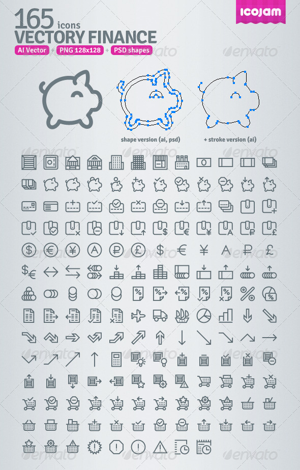 165 AI and PSD Finance Outline Icons - Web Icons