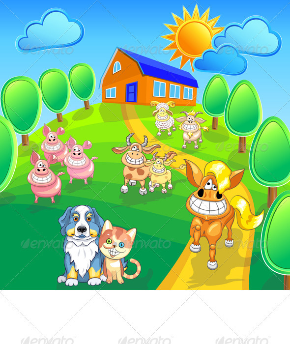 GraphicRiver Vector Set Funny Cartoon Farm Animals 3407126 GraphicRiver Vector Set Funny Cartoon Farm Animals 3407126