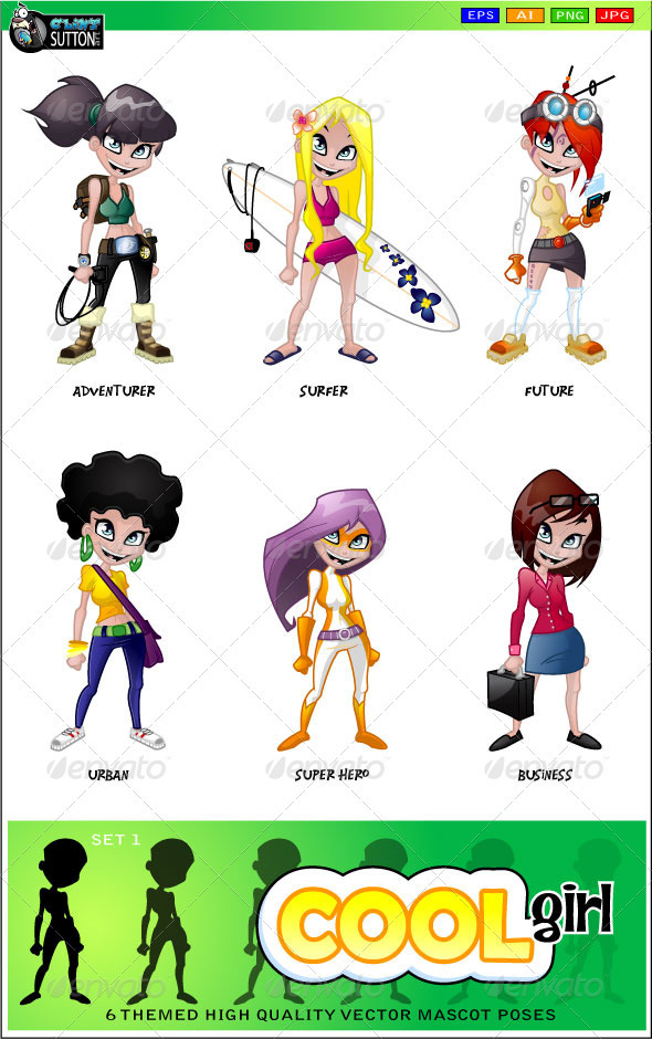 Cool Girl Mascot - People Characters