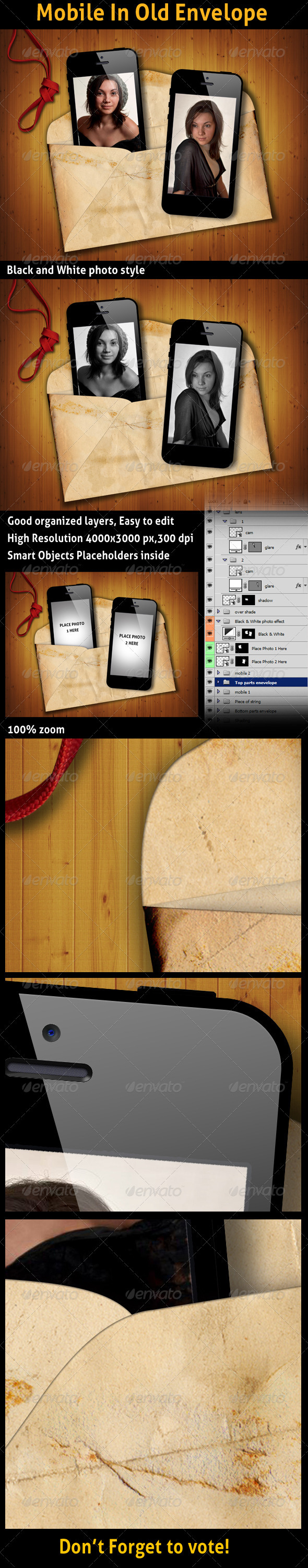 GraphicRiver Mobile In Old Envelope PSD Template 3409502 GraphicRiver Mobile In Old Envelope PSD Template 3409502