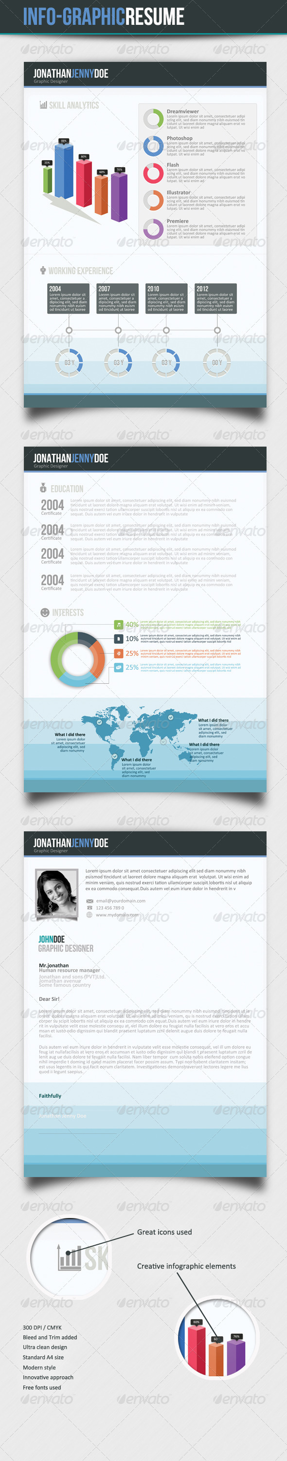 GraphicRiver Infographic 3Page Resume 3388153 GraphicRiver Infographic 3Page Resume 3388153
