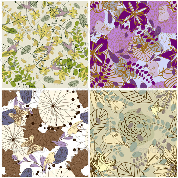 GraphicRiver Floral Seamless Pattern Set 3418259 GraphicRiver Floral Seamless Pattern Set 3418259