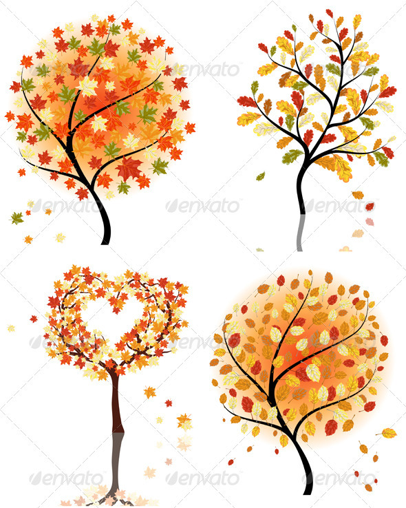 GraphicRiver Set of Four Autumn Trees 3418283 GraphicRiver Set of Four Autumn Trees 3418283