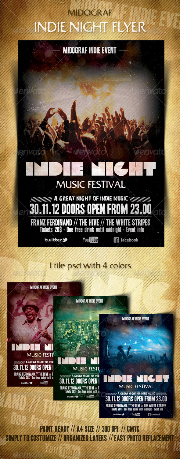 GraphicRiver Indie Night Flyer 3422660 GraphicRiver Indie Night Flyer 3422660