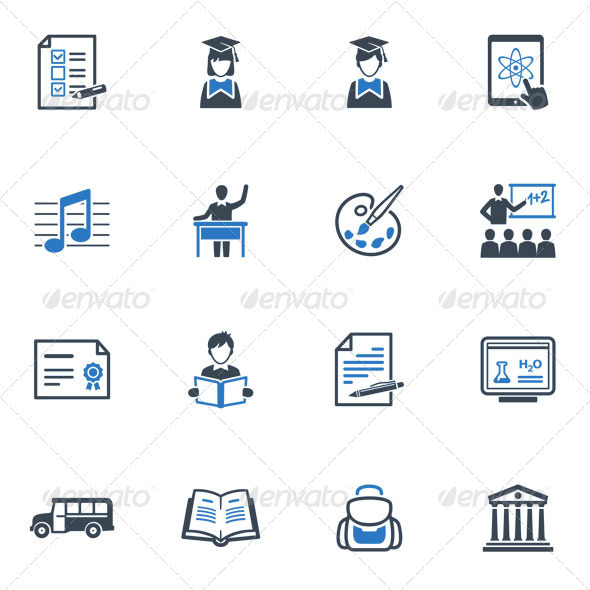 GraphicRiver School and Education Icons Set 2 Blue Series 3432452 GraphicRiver School and Education Icons Set 2 Blue Series 3432452