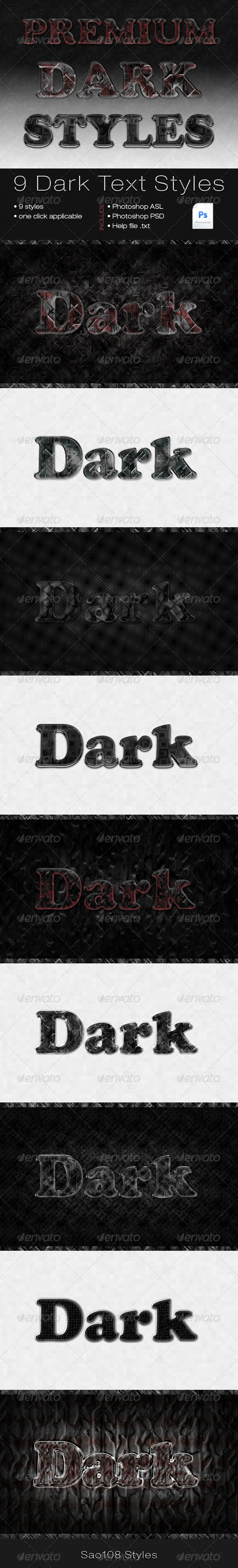 9 dark styles - Text Effects Styles