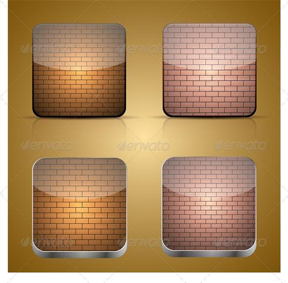 GraphicRiver Vector App Brick Icon Set on Brown Background 3434523 GraphicRiver Vector App Brick Icon Set on Brown Background 3434523
