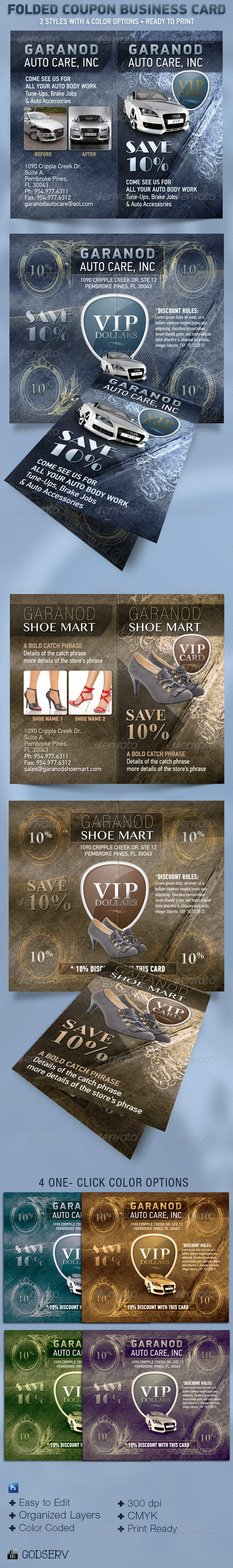 Folded Coupon Business Card Template - Corporate Business Cards