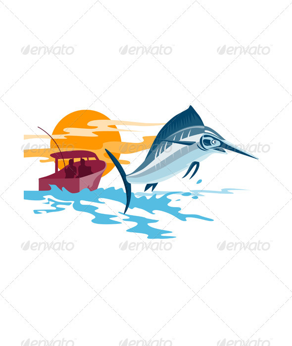 GraphicRiver Sailfish Fish Jumping Retro 3435540 GraphicRiver Sailfish Fish Jumping Retro 3435540