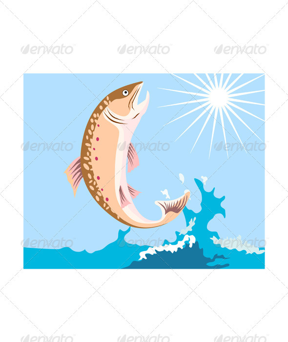 GraphicRiver Trout Fish Retro 3435556 GraphicRiver Trout Fish Retro 3435556