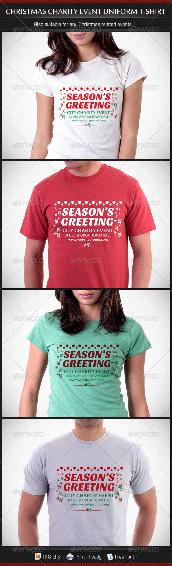 Christmas Charity Event Uniform T-Shirt Template - Events T-Shirts