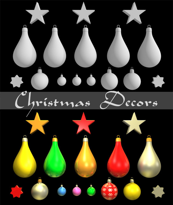 3DOcean Christmas Decors Balls and Stars 3442619 3DOcean Christmas Decors Balls and Stars 3442619