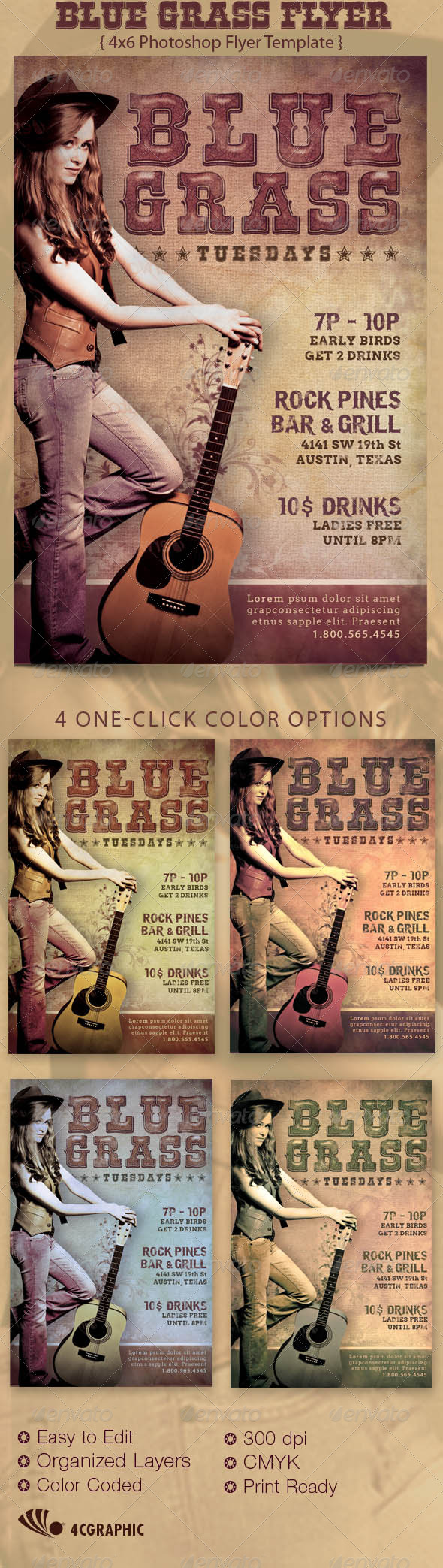 Blue Grass Country Flyer Template - Events Flyers