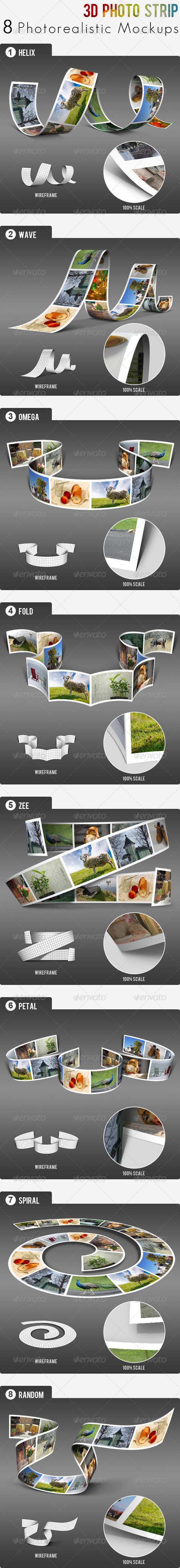 3D Photo Strip - Photorealistic Mockups - Miscellaneous Product Mock-Ups