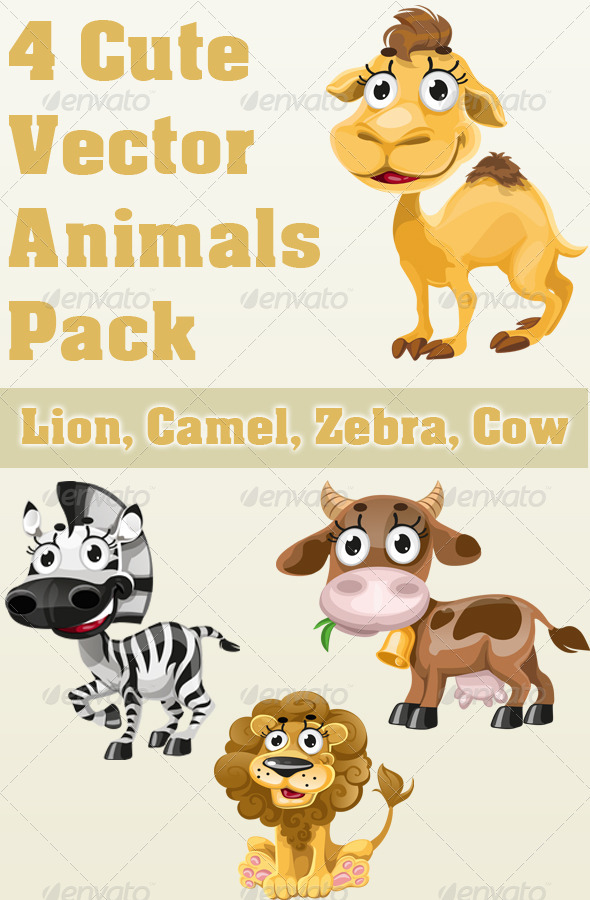 GraphicRiver 4 Cute Animals Vector Pack 3431143 GraphicRiver 4 Cute Animals Vector Pack 3431143
