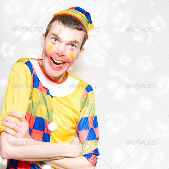 Happy Colorful Clown With Big Smile - Stock Photo - Images