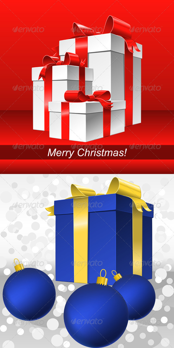 GraphicRiver Vector Set Red and Blue Christmas Backgrounds with Gifts 3453463 GraphicRiver Vector Set Red and Blue Christmas Backgrounds with Gifts 3453463