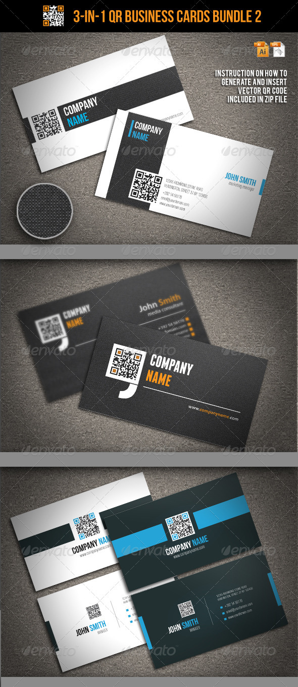 GraphicRiver 3-In-1 QR Business Cards Bundle 2 3464793 GraphicRiver 3-In-1 QR Business Cards Bundle 2 3464793