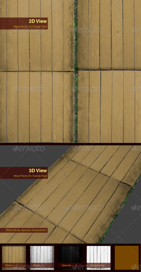 Wood Planks For Outside Floor - 3DOcean Item for Sale
