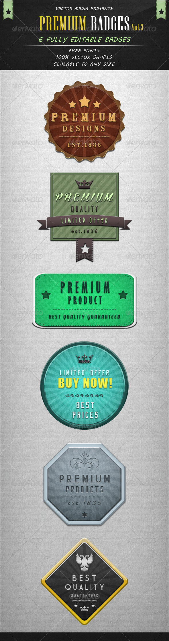 Premium Badges - Vol.3 - Badges & Stickers Web Elements