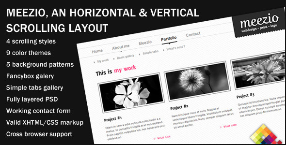 ThemeForest Meezio Horizontal & Vertical Scrolling Template 83681 ThemeForest Meezio Horizontal & Vertical Scrolling Template 83681