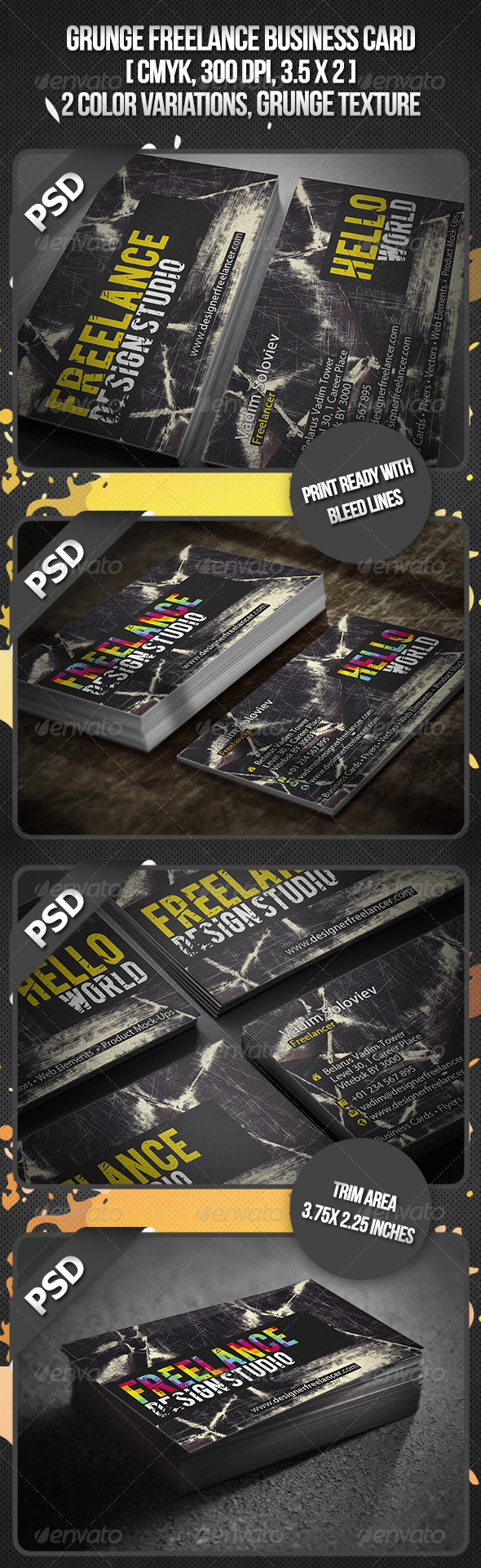 Grunge Freelance Business Card - Grunge Business Cards