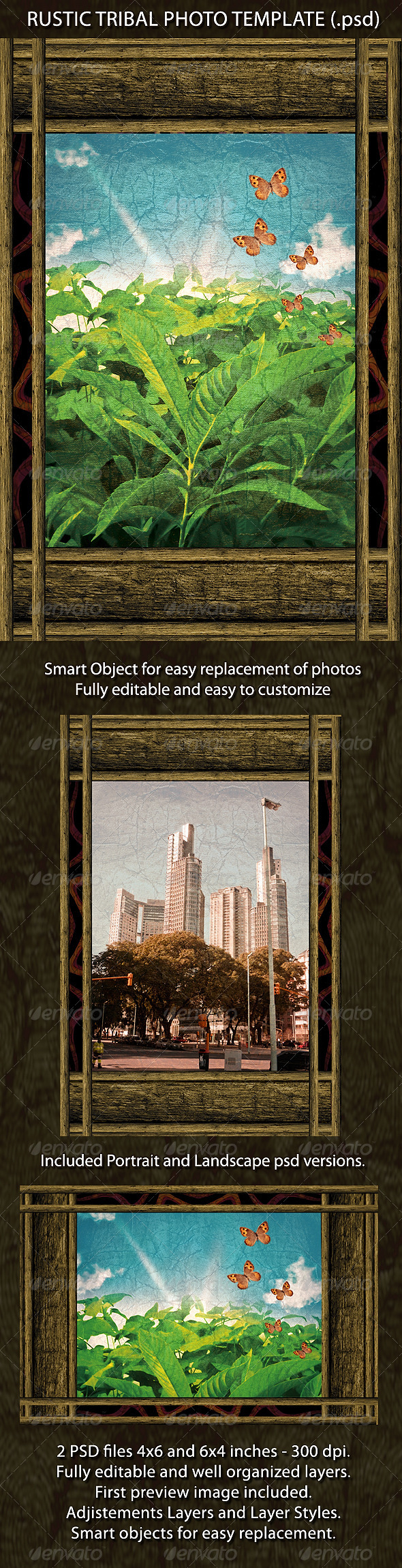 Rustic Tribal Photo Template - Artistic Photo Templates