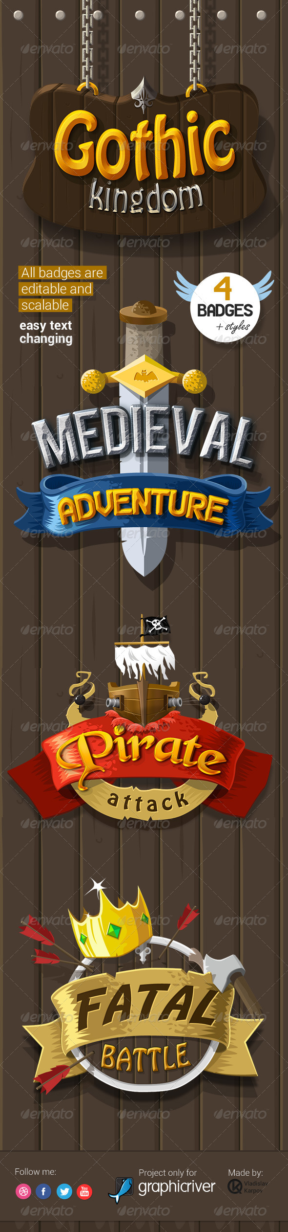 GraphicRiver Medieval Badges & Styles 3476283 GraphicRiver Medieval Badges & Styles 3476283