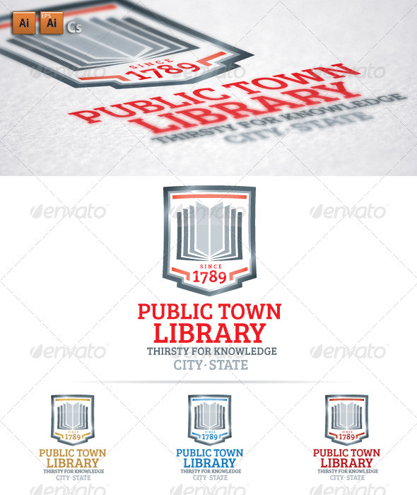 Public Town Library - Crests Logo Templates