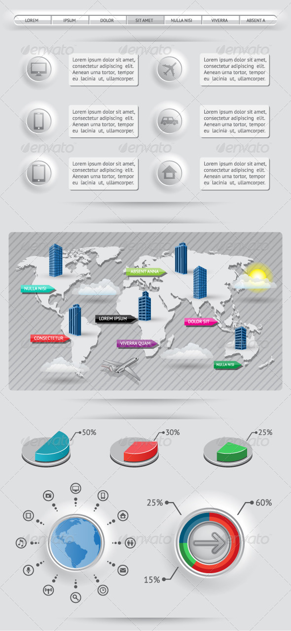 Infographics Elements with World Map - Infographics