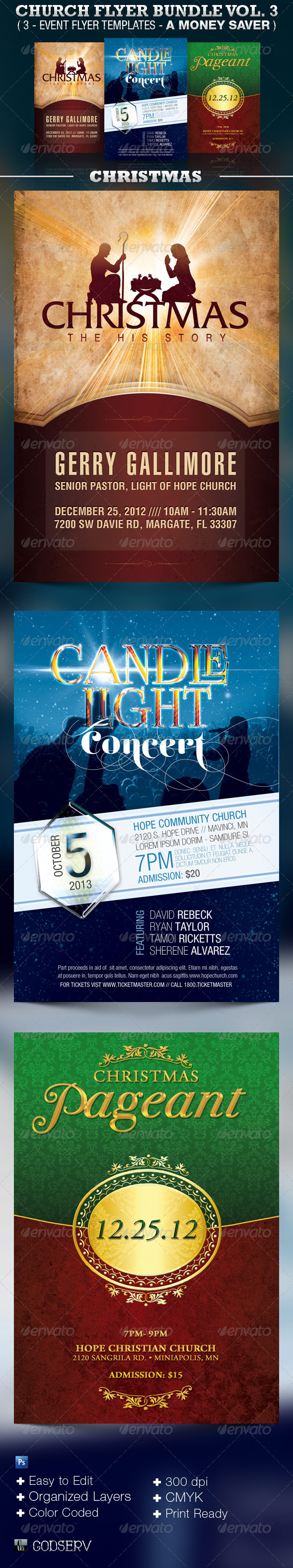 Church Flyer Template Bundle Vol 3 - Christmas - Church Flyers