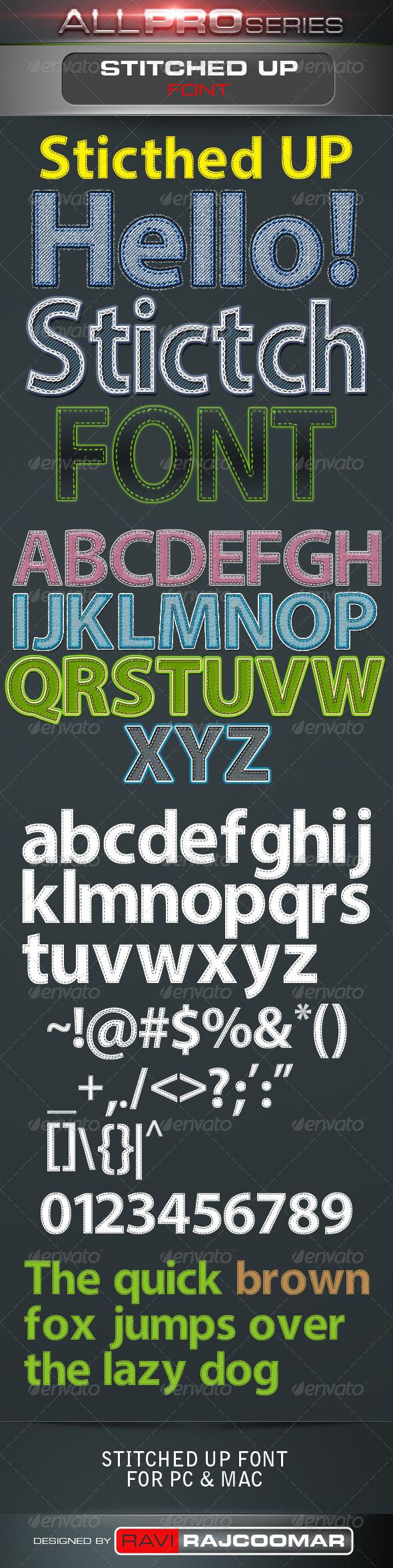 Stitched UP Font - Sans-Serif Fonts