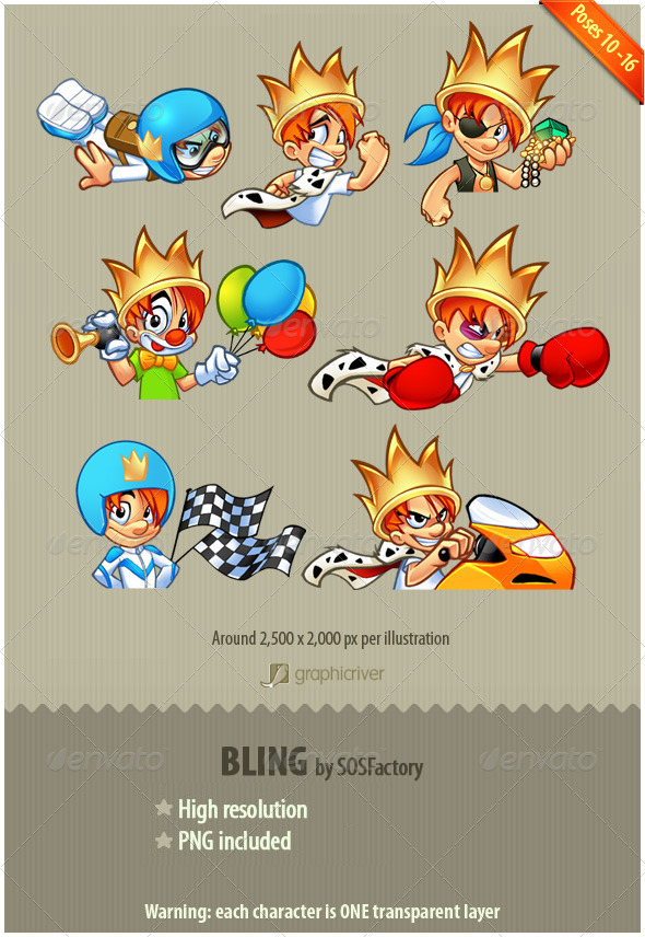 GraphicRiver Bling Series 10-16 mascot design 3488293 GraphicRiver Bling Series 10-16 mascot design 3488293