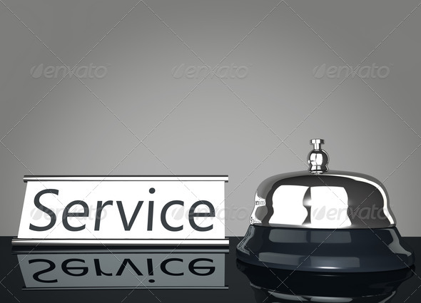 Service Bell with Service Sign mirroring on floor
