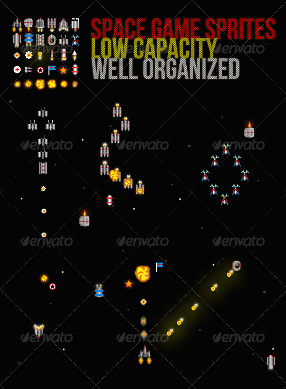 Sprite Sheet For Space Games - Illustrations Graphics
